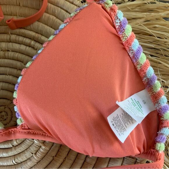AERIE Terry Striped Triangle String Bikini Swim Top Large - Picture 8 of 13